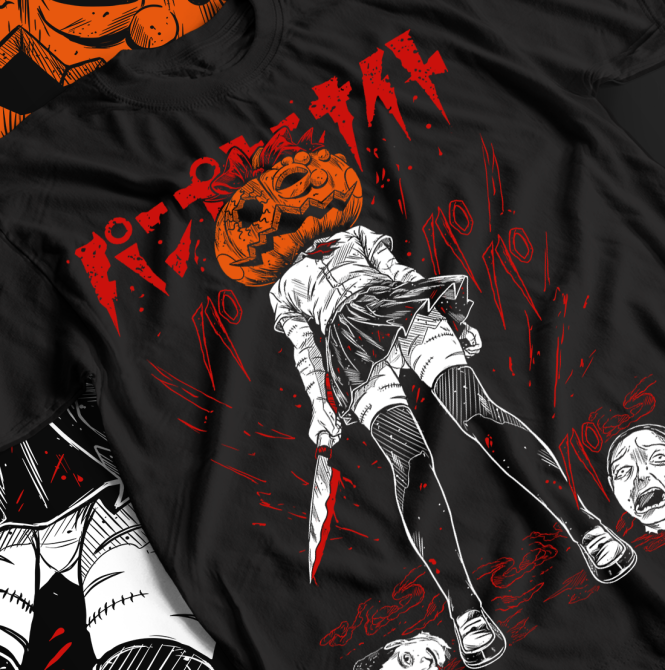 Футболка для мальчика аниме Халловеен Пумпкин Нигхт Хоррор оверсайз (рост от 165 до 180 ) Черний AnimeJ0585m Днепр - изображение 1