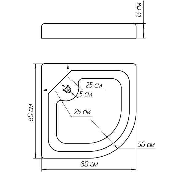 Душ піддон півкруглий BRAVO NYSA RL 80 (000016311) Київ