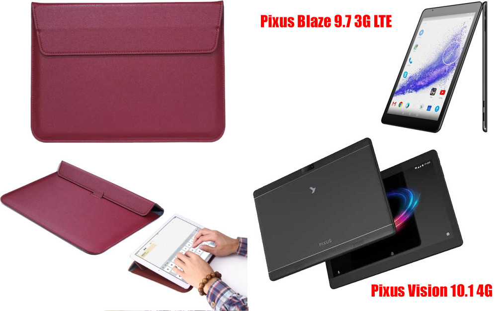 Чехол-конверт VitoCase для Pixus Blaze 9.7 3G LTE, Vision 10.1 4G, с функцией подставки для планшета Бордовый Киев - изображение 1
