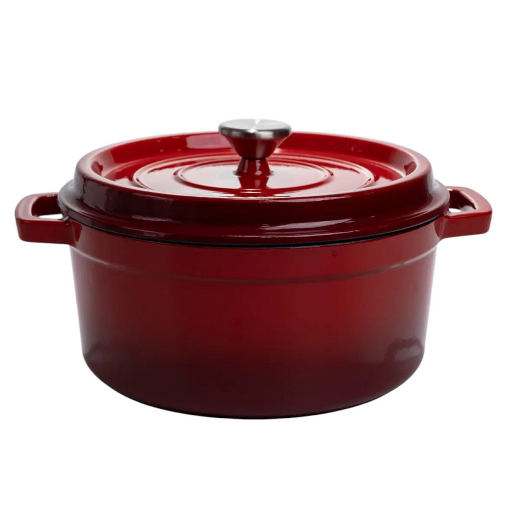 Каструля чавунна емальована 3.5 л Ø24 см з кришкою HP-1-1-RED Київ - фото 1