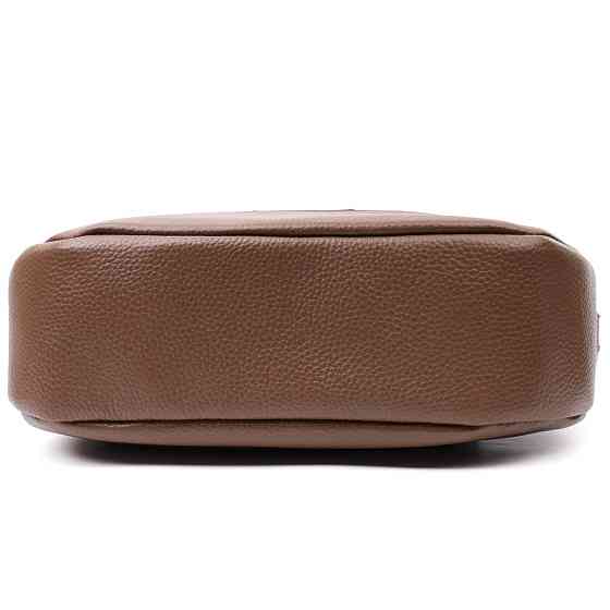 Жіноча сумка з натуральної шкіри через плече з незвичайним бігунком брелок Коричнева (Vintage) Київ