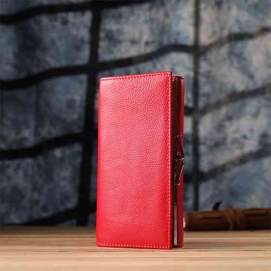 Яркий женский кошелек на магнитах из натуральной кожи ST Leather 23114 Красный Киев