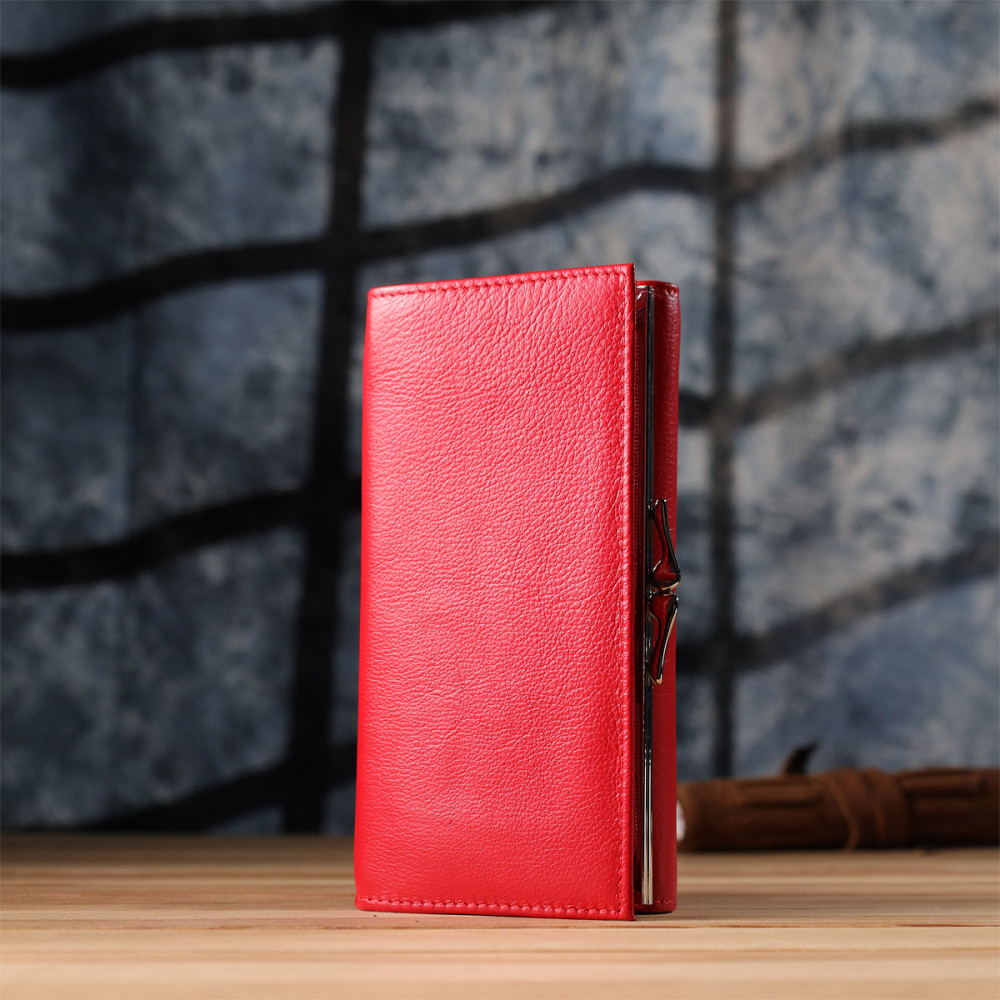 Яркий женский кошелек на магнитах из натуральной кожи ST Leather 23114 Красный Киев - изображение 2