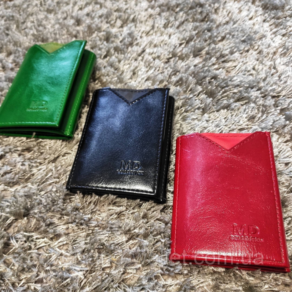 Компактний гаманець чорного кольору в три складання MD 610 Київ - фото 10