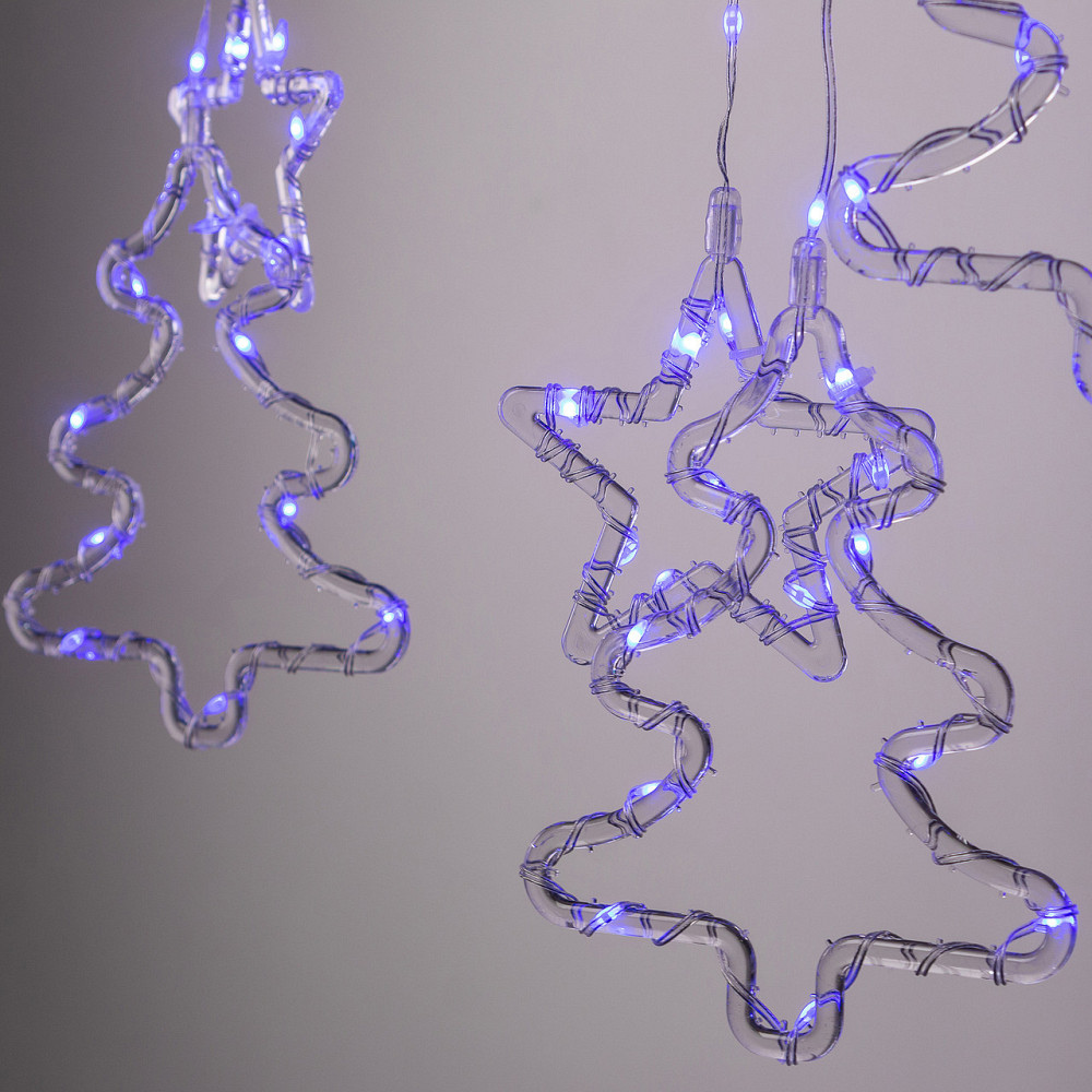 Гирлянда штора светодиодная GarlandoPro звезда и елка 120LED 3х0,9 м 8 режимов Синий 1733070BL Киев - изображение 6