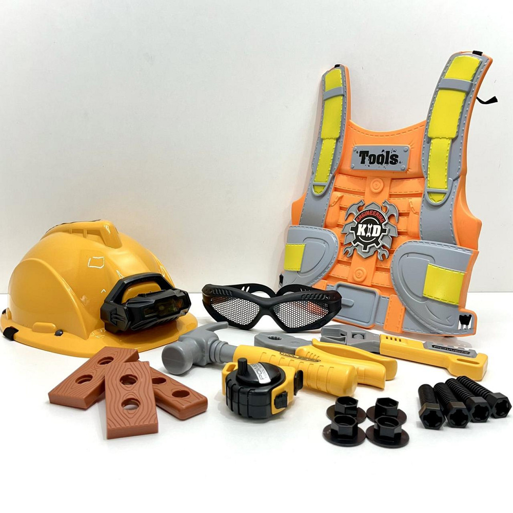 Набір інструментів 19 предметів жилет маска окуляри болти молоток плоскогубці Жовтий (T015A) Чернигов - изображение 3