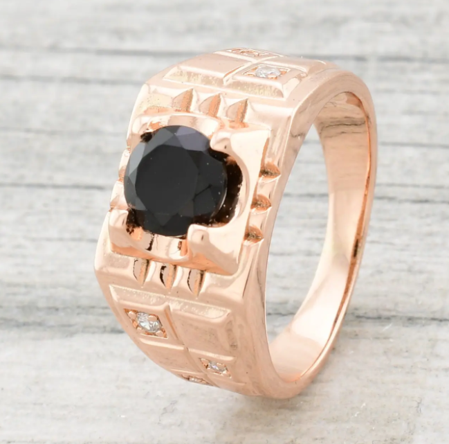 Печатка Xuping 11582 черные фианиты, позолота РО, ширина12 мм, размер 19, вес 5,6 г, мужская Киев - изображение 1