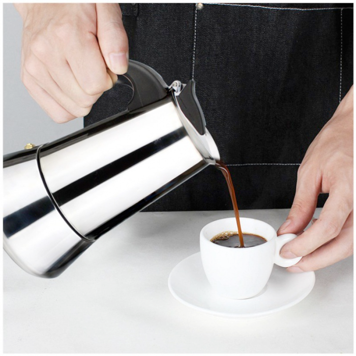 Гейзерна кавоварка UNIQUE UN-1901 на 4 чашки, 180 мл, з нержавіючої сталі, для плити та індукції Одеса - фото 5