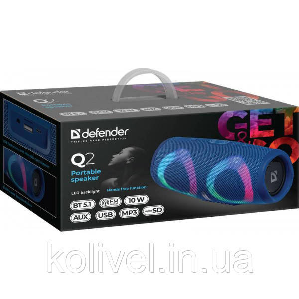 Акустична система 1.0 Defender Q2 10W, BT/FM/USB/TF/AUX синя (65302) Киев - изображение 8