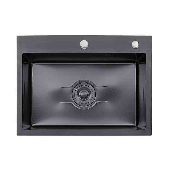 Кухонная мойка с нержавеющей стали Kroner KRP Derby - 58х43HM PVD (2,5/0,5) черная Киев