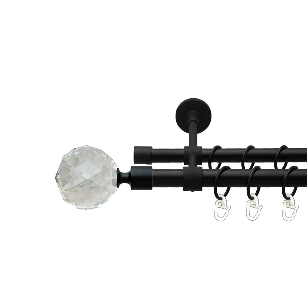 Карниз Orvit Люміера металевий дворядний закритий гладка труба кільце металеве Чорний Оксамит 19\16 мм 240 см Львов - изображение 1