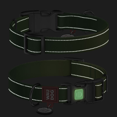 Нашийник для тварин WAUDOG Nylon Mono з QR паспортом, пластиковий фастекс XL салатовий (52165) Вінниця - фото 5