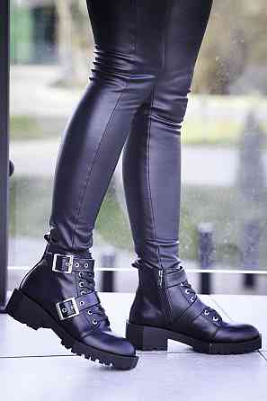 Черевики жіночі шкіряні демісезонні весна-осінь на низькому ходу чорні (2761) р. 38-40 / Череви Коломыя