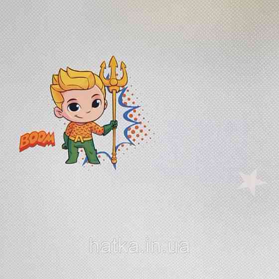 Обои виниловые на флизелине AdaWall Ada Kids метровые детские герои комиксы лига справедливости на голубом Киев