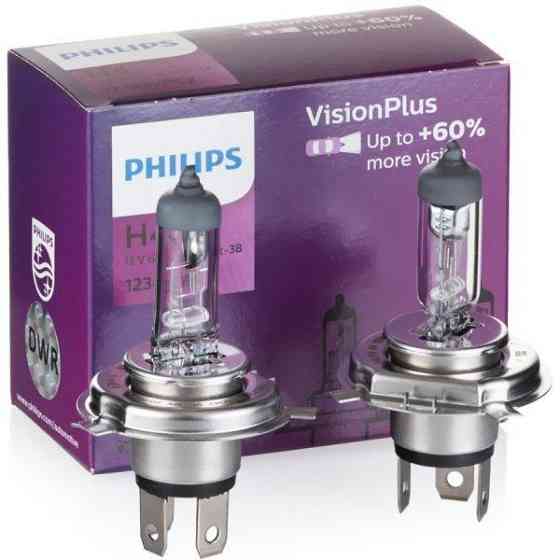 Комплект галогенових ламп PHILIPS H4 12342VPC2 VisionPlus +60% 60/55W 12 V P43t (2 шт.) Харків