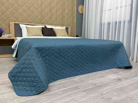 Покривало двостороннє Decorator Microfiber ромб 140х215 см синій з блакитним (85-006) Київ