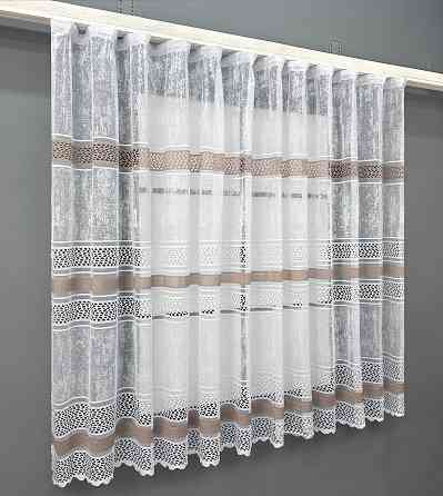 Короткий тюль VR-Textil 1945т Жаккард Белый с капучино 300х145 см (42-0900) Киев