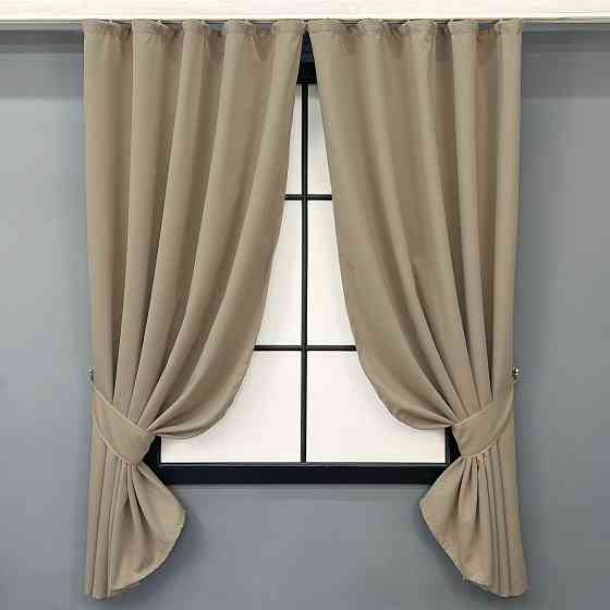 Комплект коротких штор VR-Textil Блекаут Midnight № 1230ш Темний бежевий 140х170 см 2 шт (35-0430) Київ