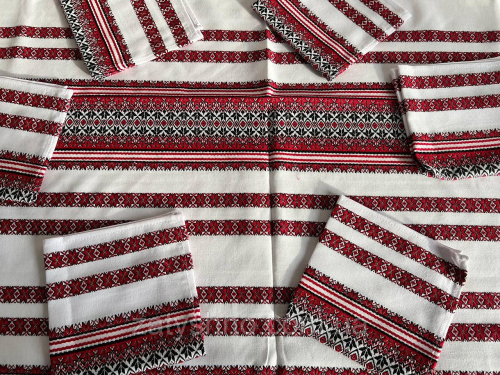 Красива вишита скатертина з серветками Київ - фото 10