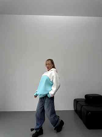 Женская базовая теплая худи на флис турецкая трехнить Бирюза Одесса