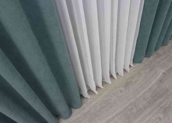 Шторная ткань микровелюр Petek цвет серо-голубой 1507ш Киев