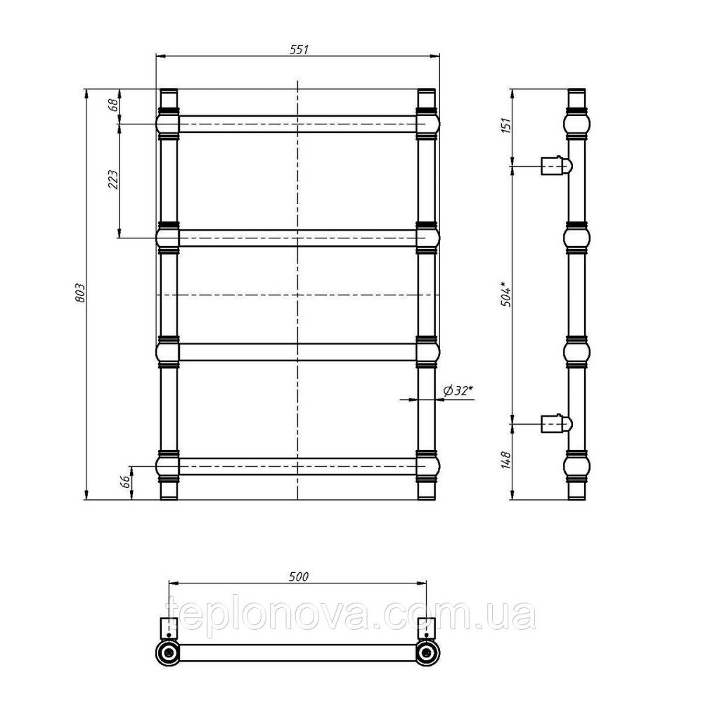 Полотенцесушитель водяной Retro 500х800 Черновцы - изображение 4