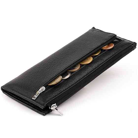 Горизонтальний тонкий гаманець зі шкіри унісекс ST Leather 19324 Чорний Київ