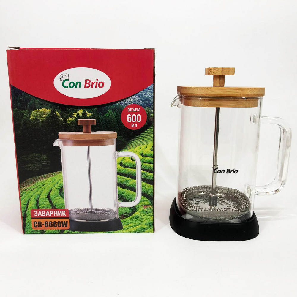 Міцний френч-прес з нержавіючої сталі Con, Френч-прес з якісного матеріалу, Скляний заварник AZ-74 Івано-Франківськ - фото 2