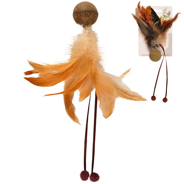 Flamingo Catnip Ball & Feather ФЛАМИНГО МЯЧ С ПЕРЬЯМИ игрушка с кошачьей мятой для котов Киев - изображение 1