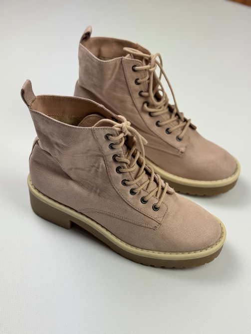 Пудровые замшевые женские сапоги Житомир - изображение 2