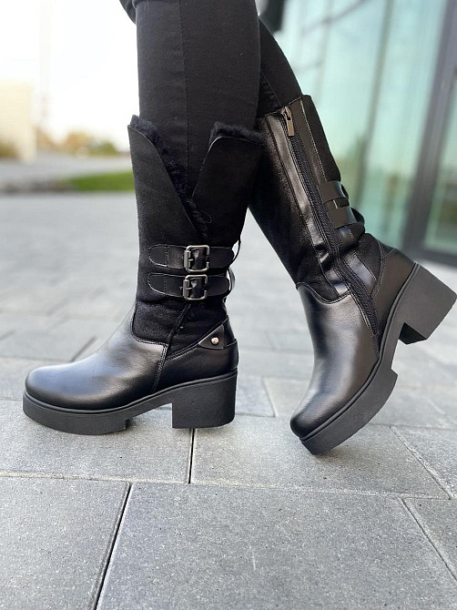 Чоботи жіночі на підборах чорні зимові теплі, на хутрі 3217 з натуральної шкіри р. 37-39 2782 Коломия - фото 8