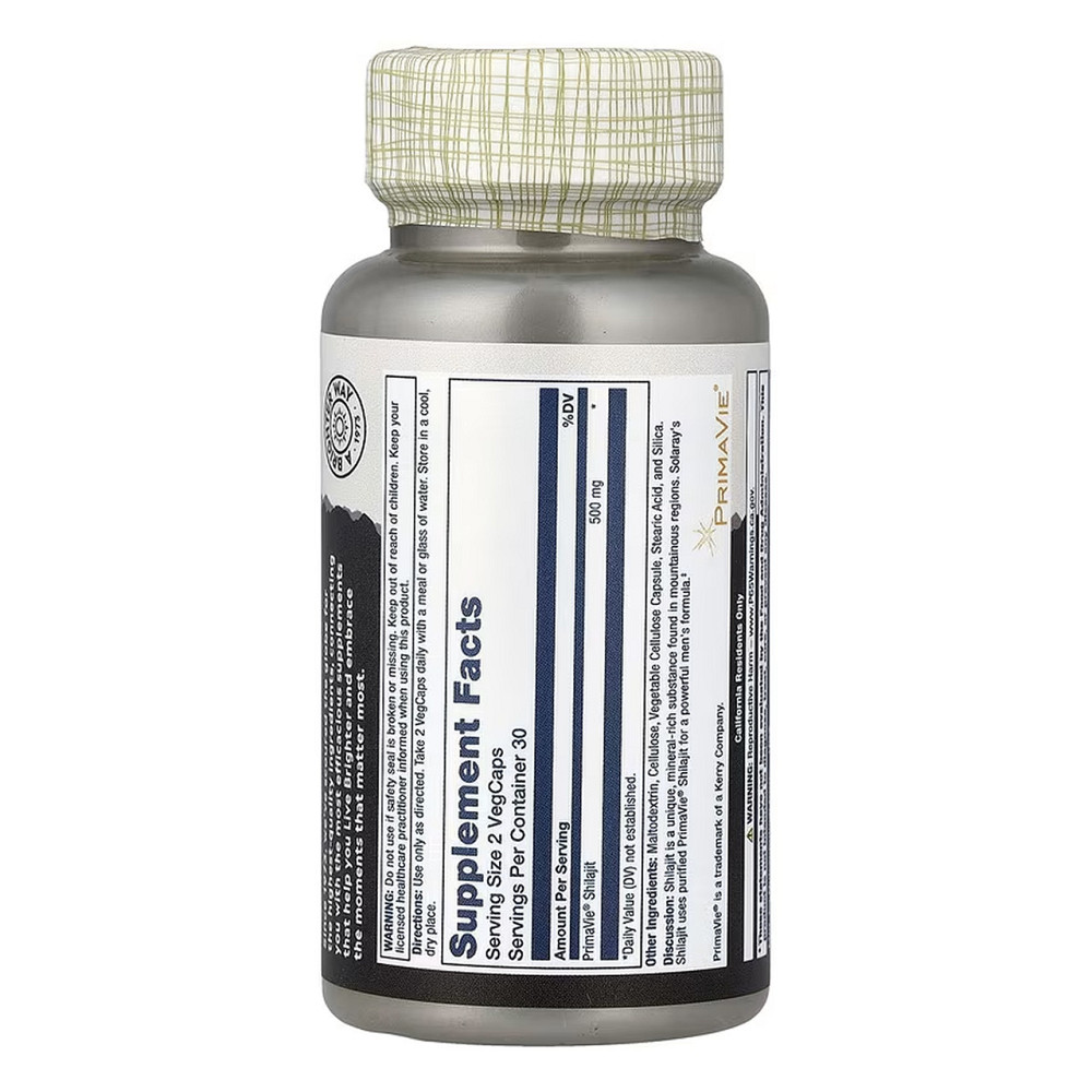 Шилажит Solaray Shilajit 500mg 60 вег капс Киев - изображение 2