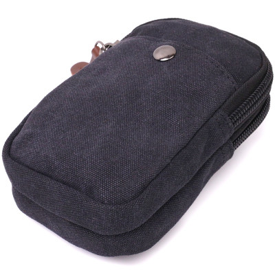 Сумка Vintage Чохол на пояс з металевим карабіном з текстилю Чорна (22223) Вінниця - фото 7