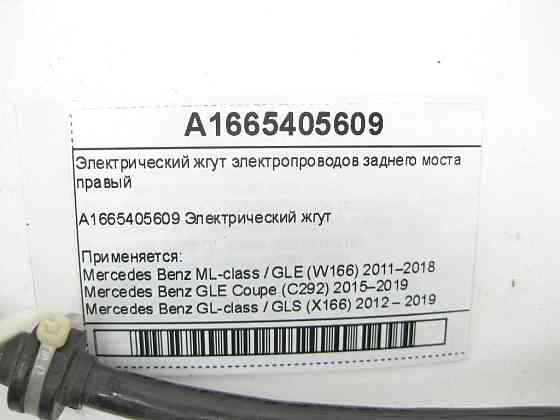 Mercedes-Benz  A1665405609 Електричний джгут електропроводів заднього моста правий ML/GLE W166 GLE Coupe C292 GL/GLS X166 Одеса