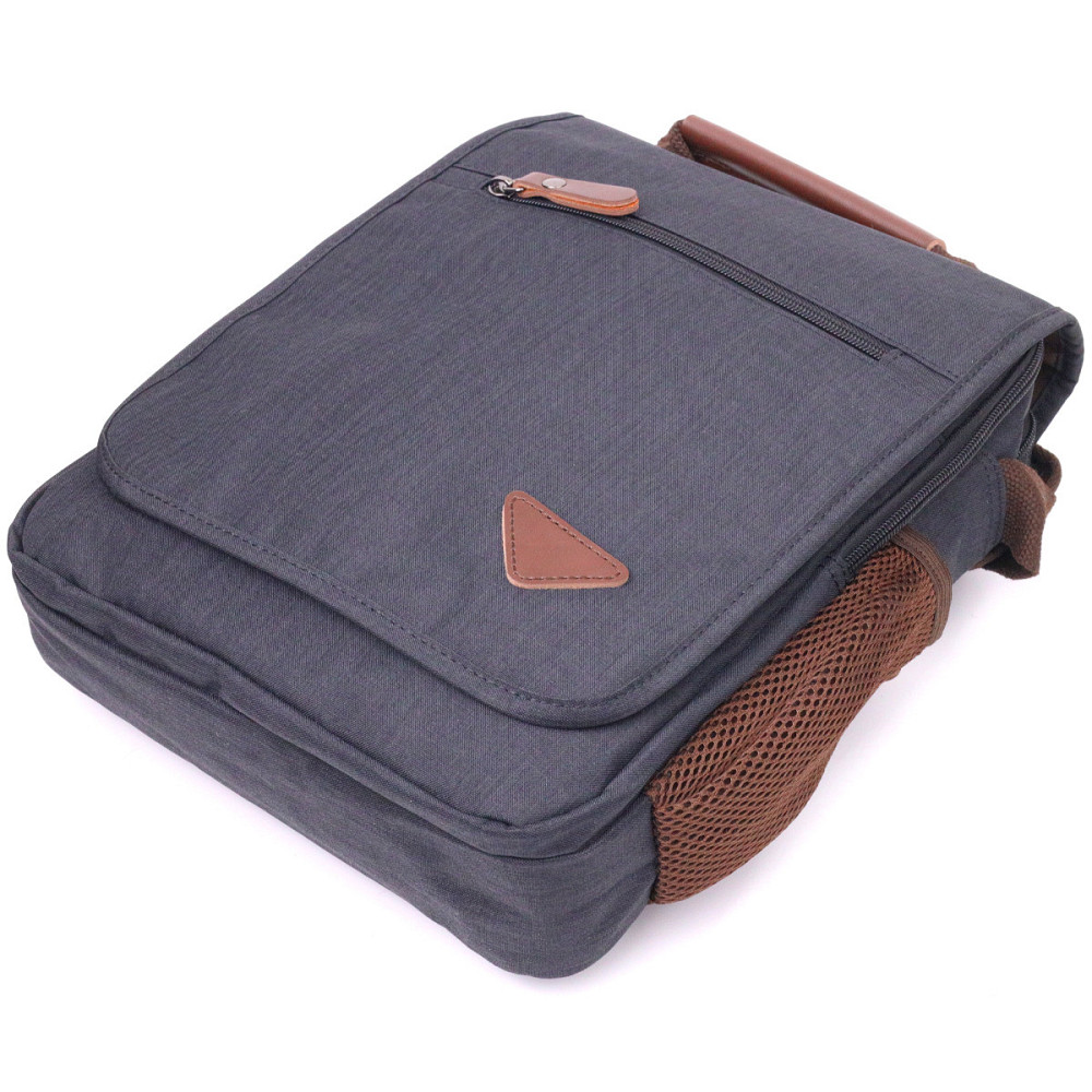 Вертикальна чоловіча сумка через плече текстильна 21261 Vintage Чорна Київ - фото 10