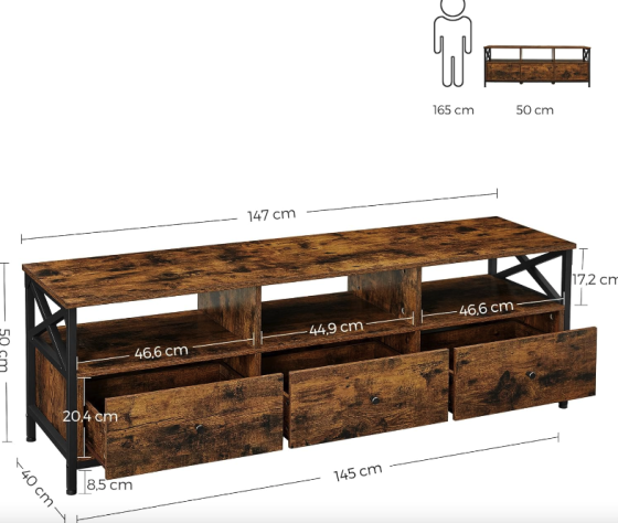 Тумба під телевізор Leobert Kamila в стилі Loft з 3 шухлядами Київ