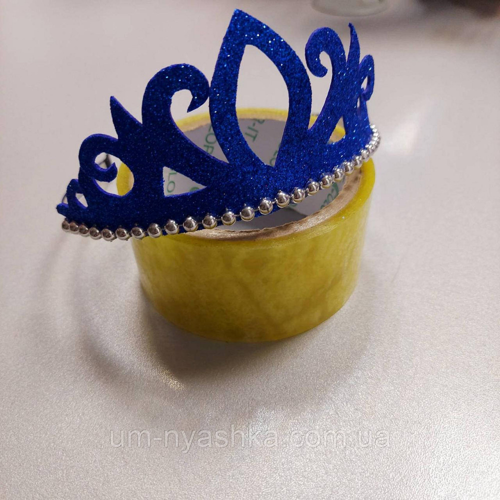 Діадема на обручі Корона синя з глітером Кривий Ріг - фото 2