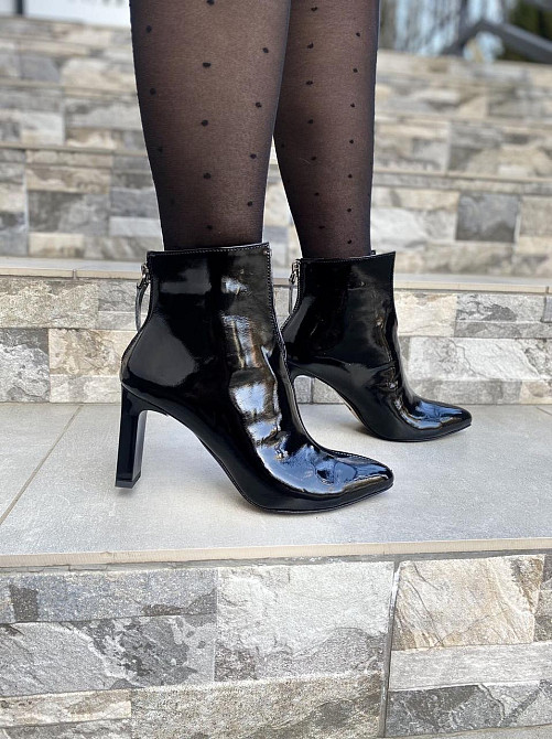 Crisma Черевики жіночі CRISMA чорні шкіра лакована каблук 8 см висота 10 см (0174B/8057/8045) Коломыя - изображение 4