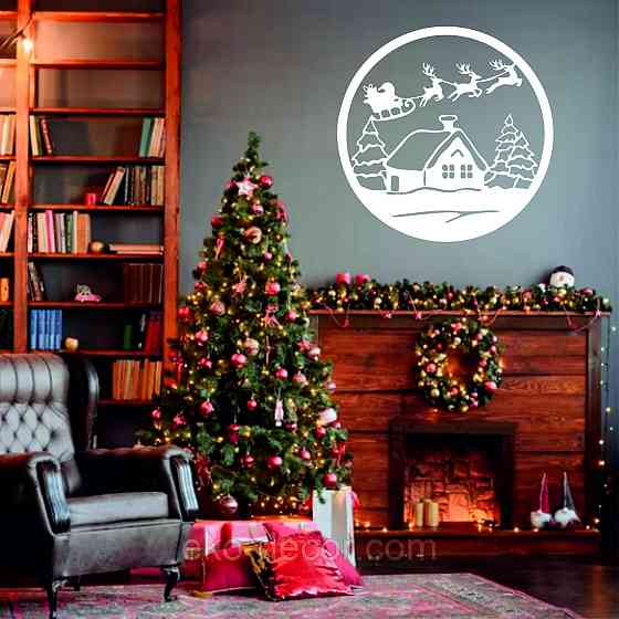 Декоративне настінне Панно «Новий рік», Декор на стіну 50*50 см, Білий Київ