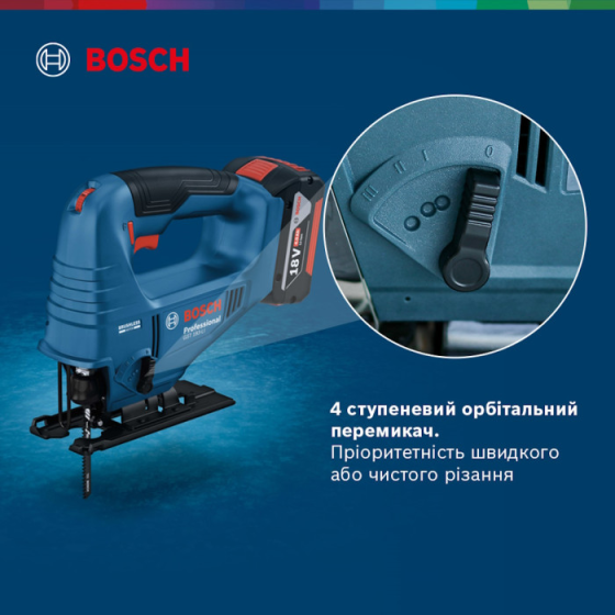 Професійний акумуляторний лобзик Bosch GST 183-LI Solo : без АКБ, 3300 об/хв, глибина різу 95мм Київ