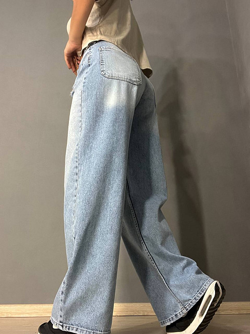 Джинсы женские I8 51851 SKATER затяжки-застежки на талии рваные широкие от бедра, голубой, 25, 25, 62 см, 90 см Киев - изображение 9