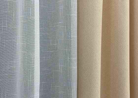 Комплект штор VR-Textil Лен Мешковина 200х270 2шт и Тюль 500х270 1162ш-115т Бежевый с белым 71-018/6 Киев