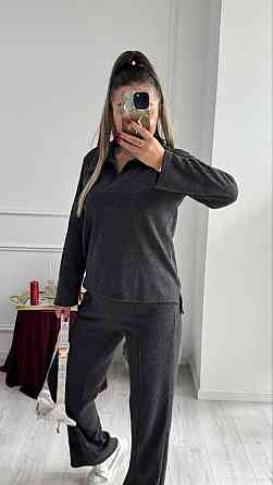 Жіночий базовий в'язаний костюм-двійка з ангори Графіт, 42/44 Одеса