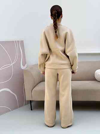 Жіночий костюм теплий з широкими штанами Молочний 48/52 Харків