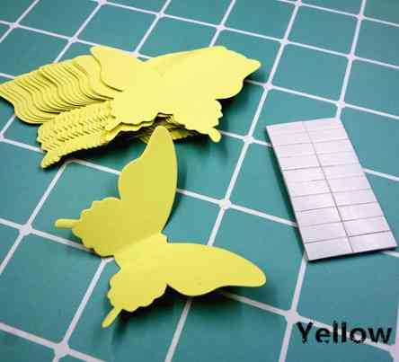 Декор для стін метелики жовтий - у наборі 20 штук розміром 8*5см, картон, є 2-х сторонній скотч Київ