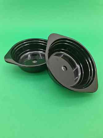 Миска одноразовая 500мл Стекловидная Юнита черная 10 шт Харків