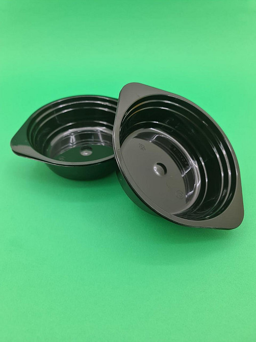 Миска одноразовая 500мл Стекловидная Юнита черная 10 шт Харків - фото 1