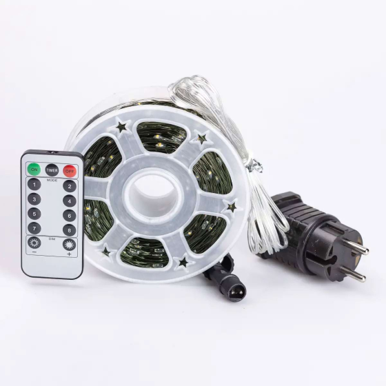 Гірлянда новорічна 200 м з пультом, зелений провід Київ