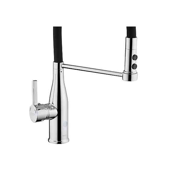 Змішувач для кухні з гнучким виливом Kroner KRP Ersel - C03111BLK хром/чорний Київ