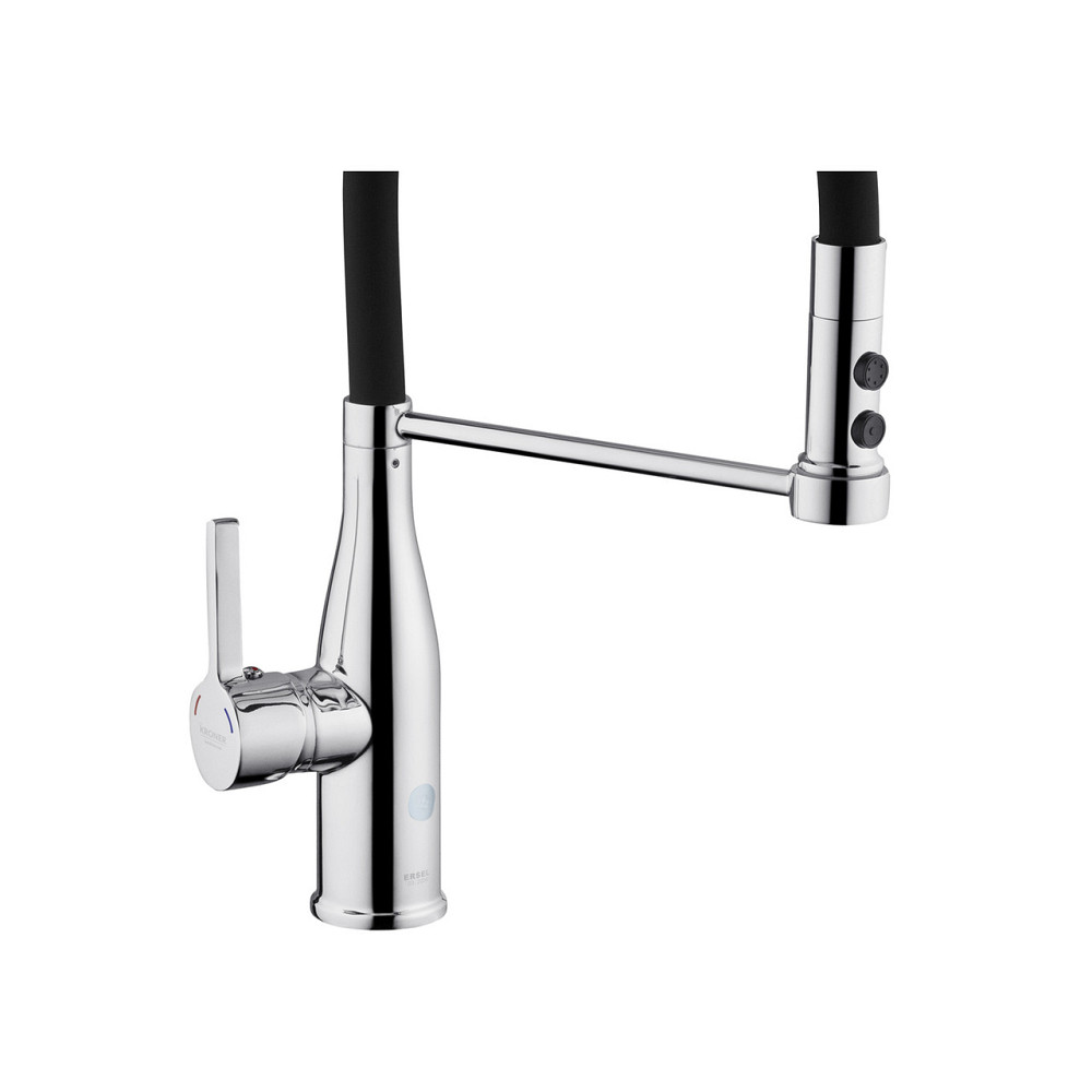 Змішувач для кухні з гнучким виливом Kroner KRP Ersel - C03111BLK хром/чорний Київ - фото 5